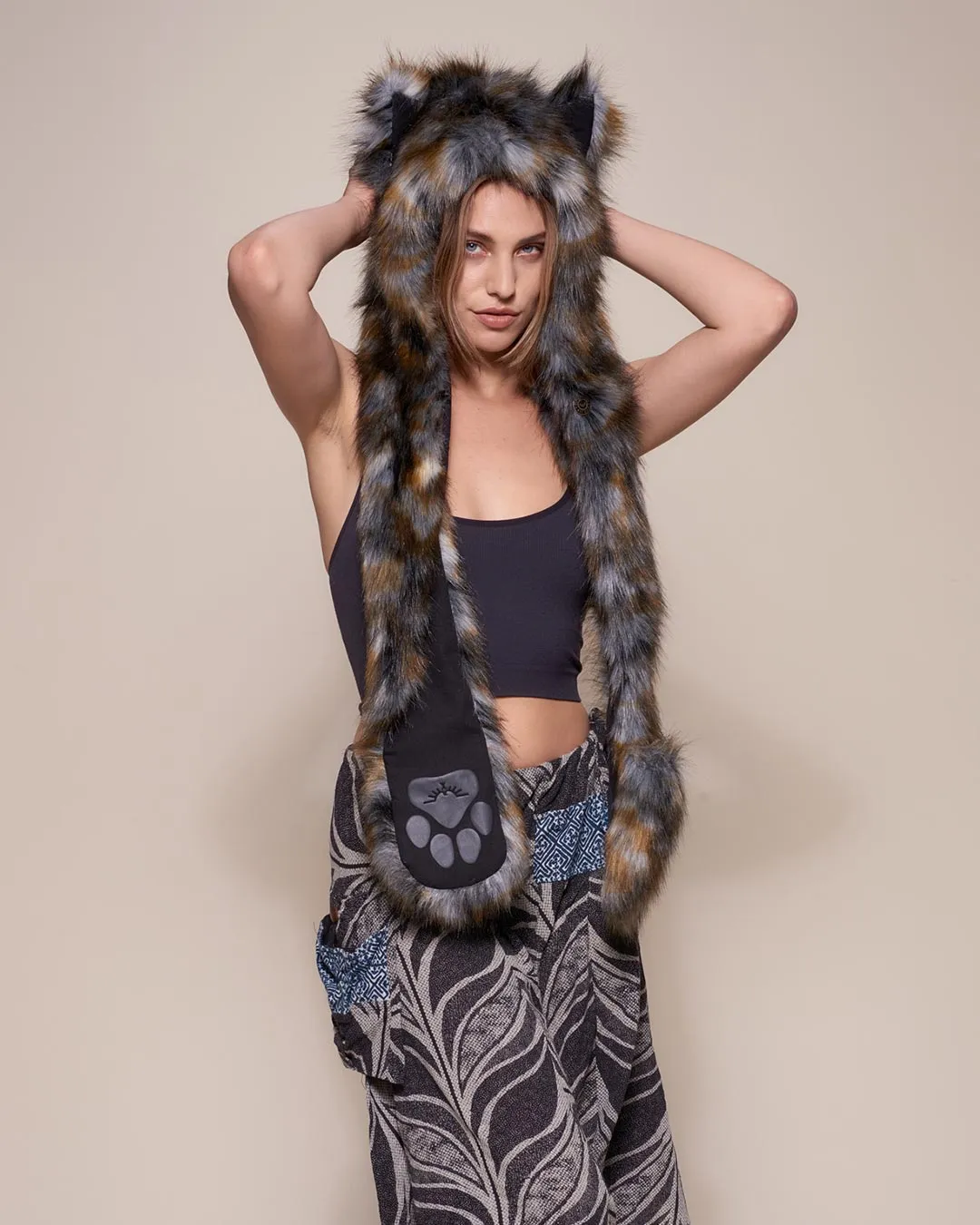 Brindle Wolf Collector Edition Faux Fur Hood