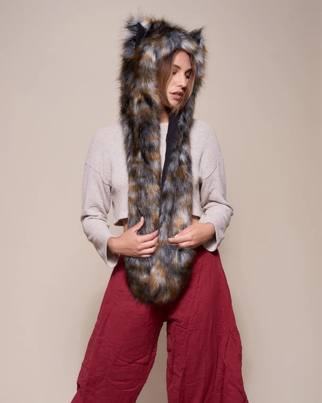 Brindle Wolf Collector Edition Faux Fur Hood