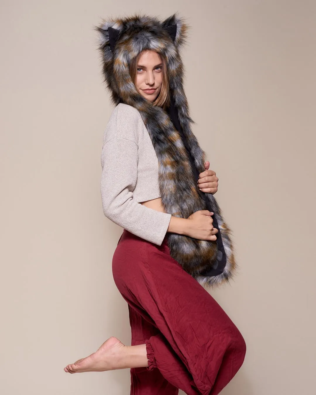 Brindle Wolf Collector Edition Faux Fur Hood