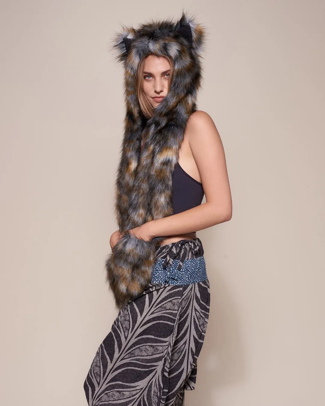 Brindle Wolf Collector Edition Faux Fur Hood