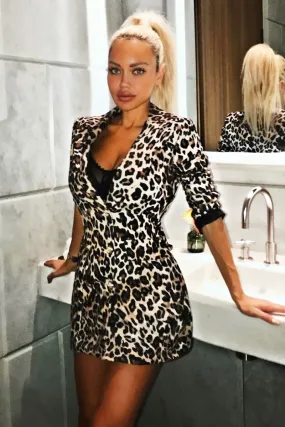 Brown Leopard Print Blazer Dress - Jarissa