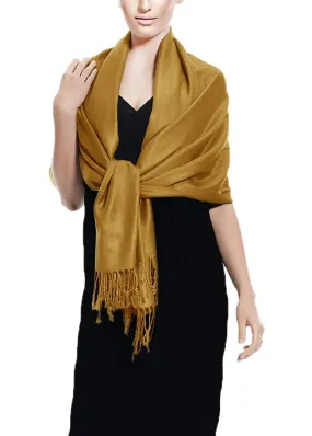 Brown Peach Couture Soft Silky Rayon Pashmina Shawl Wrap Scarf in Solid Color