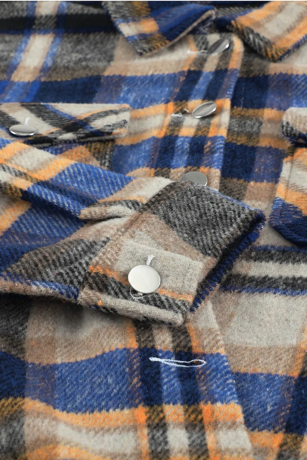 Brown Plaid Button Up Long Sleeve Flannel Shacket