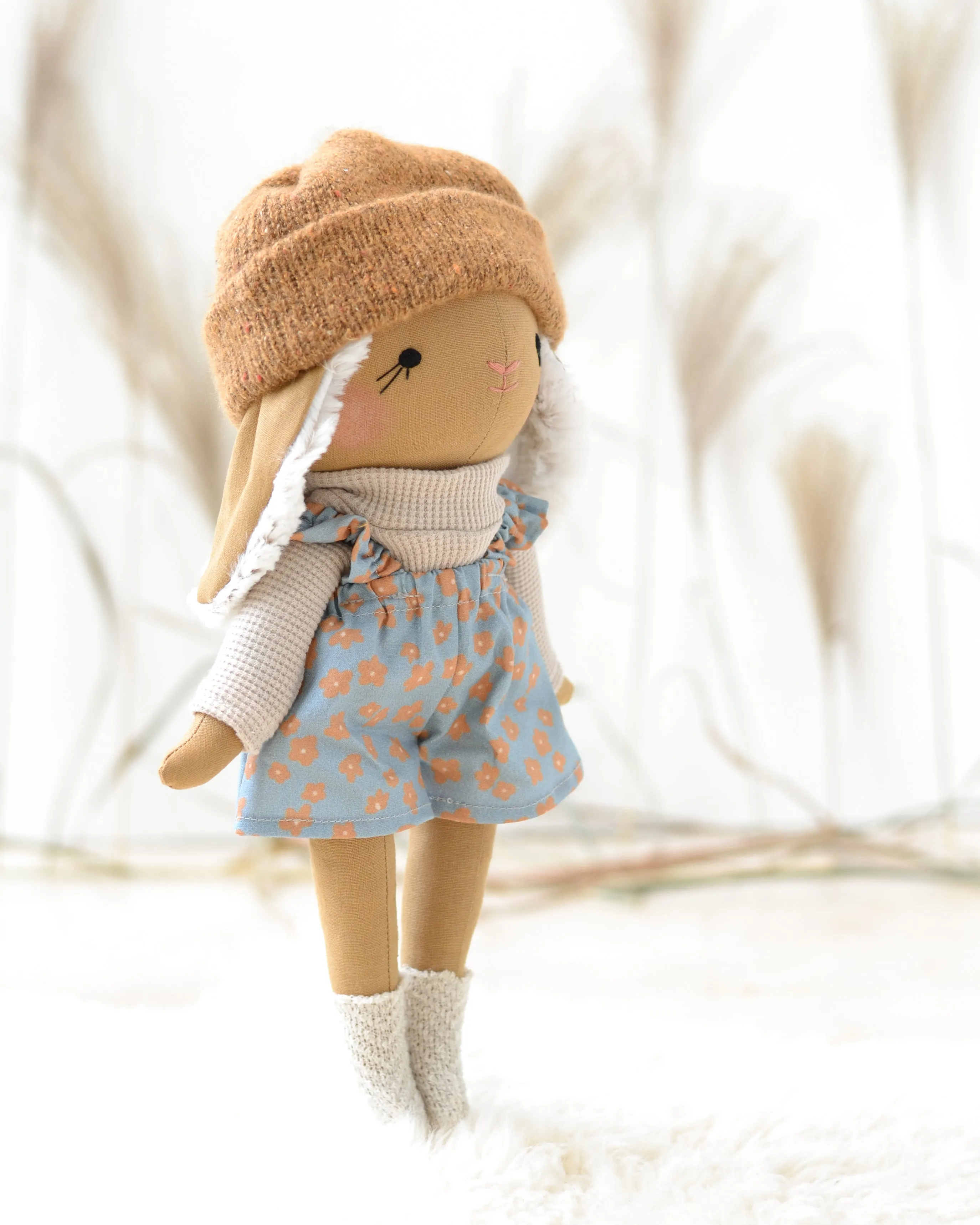 Bunny Soft Toy Jeanne Blue jumpsuit