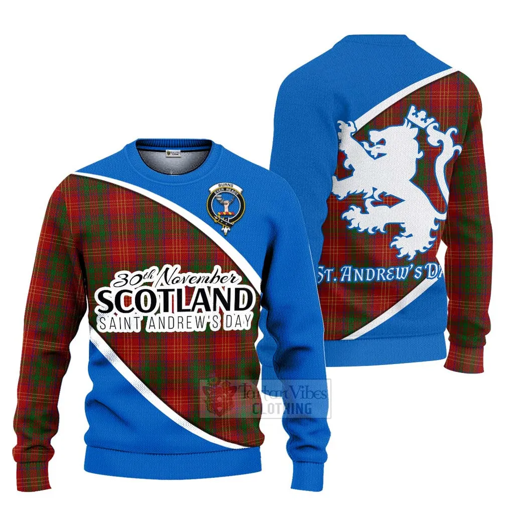 Burns Family Crest Tartan Ugly Sweater Celebrate Saint Andrew's Day in Style