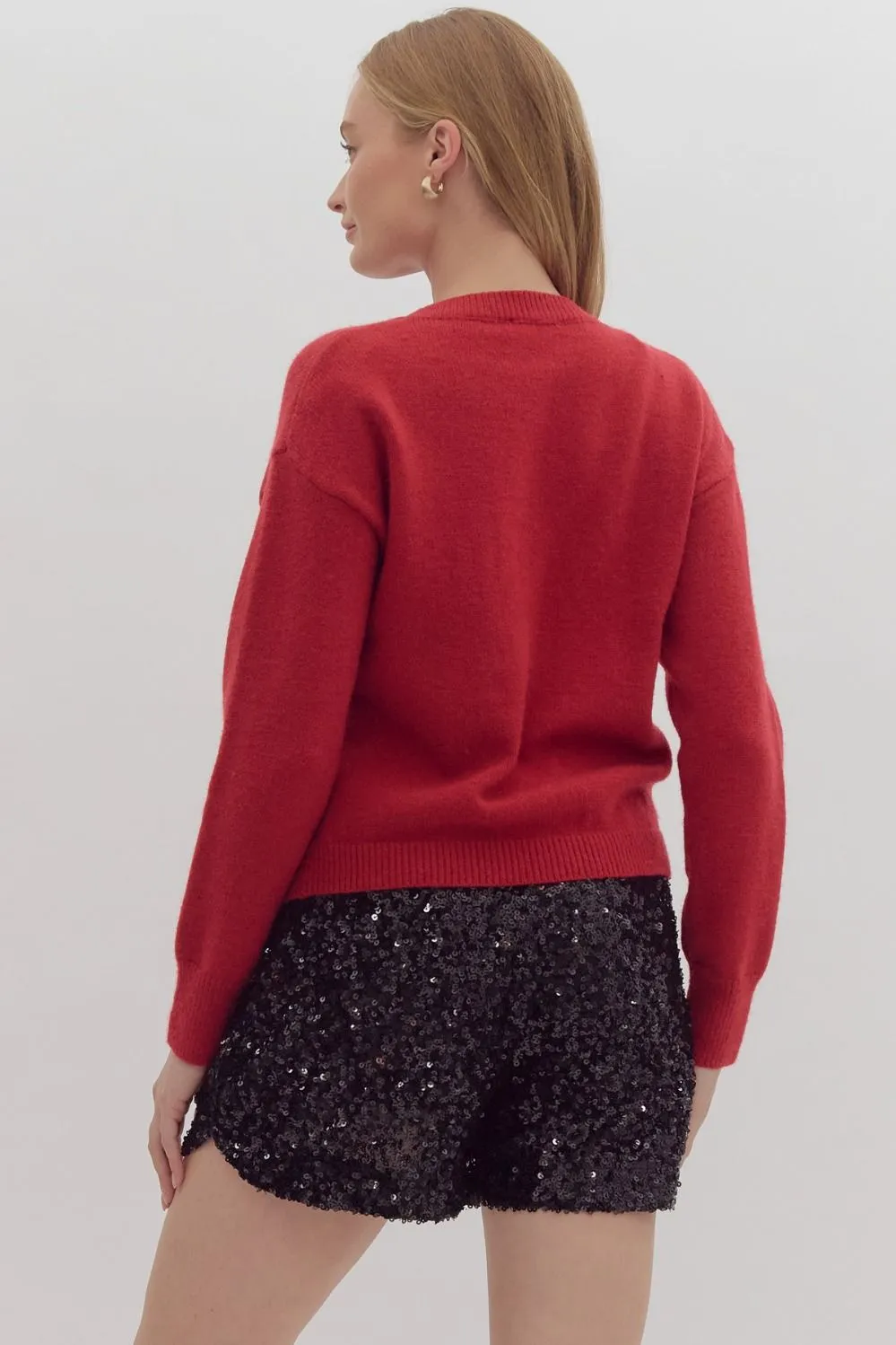 Camilla Knit Sweater With Bow - Red