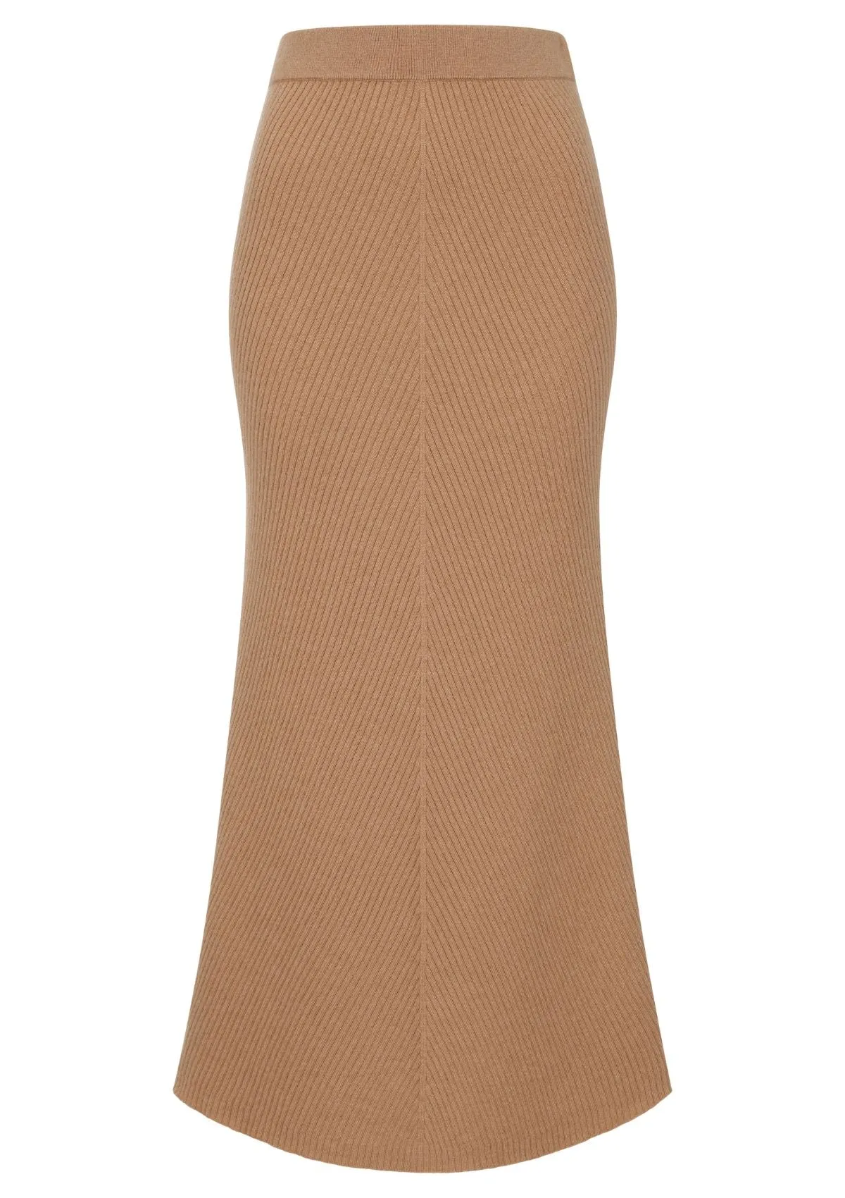 Cashmere Chevron Skirt in Praline