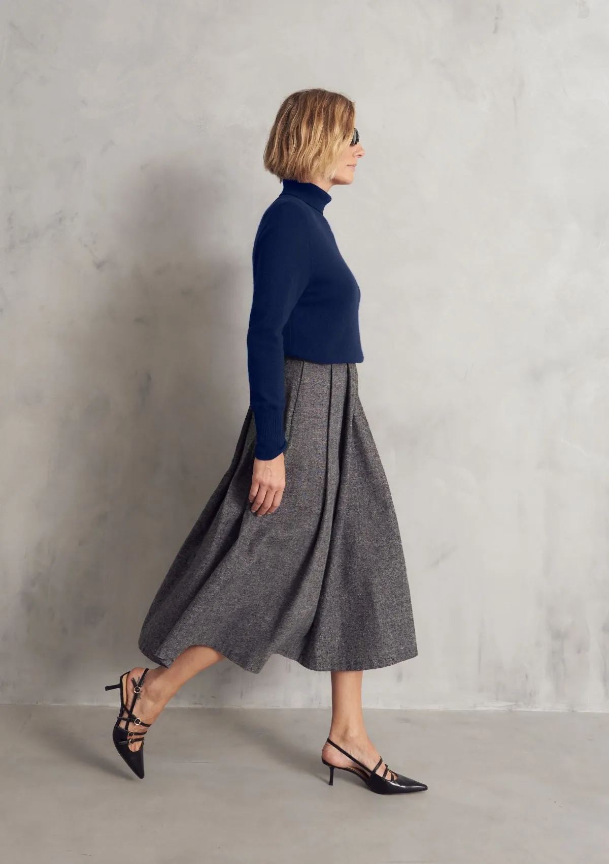 Cashmere Polo Neck Sweater in Midnight Blue