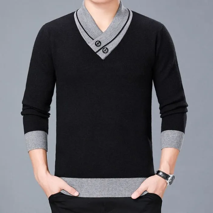 Casual Turtleneck Double Collar Slim Fit Men Sweater