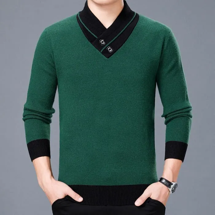 Casual Turtleneck Double Collar Slim Fit Men Sweater