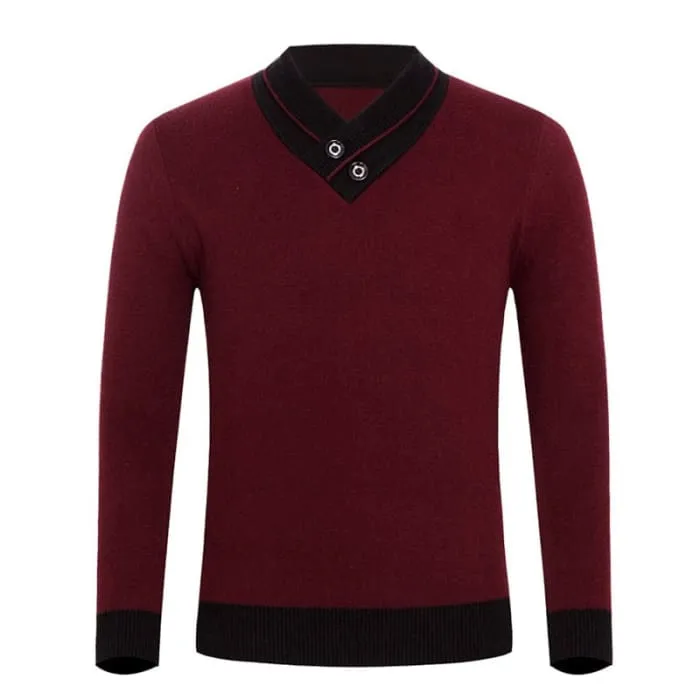 Casual Turtleneck Double Collar Slim Fit Men Sweater