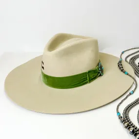 Charlie 1 Horse | Shiloh Wool Felt Hat with Green Velvet Band and Silver Concho in Ivory