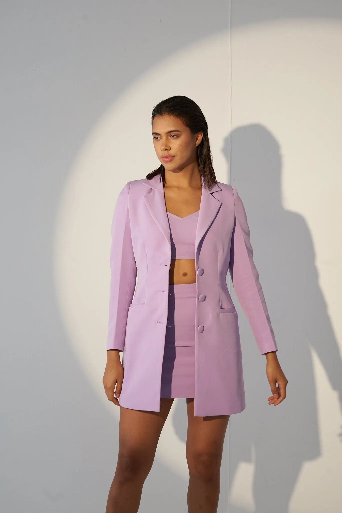 Classic Crepe Lavender Blazer and skirt Co-Ord