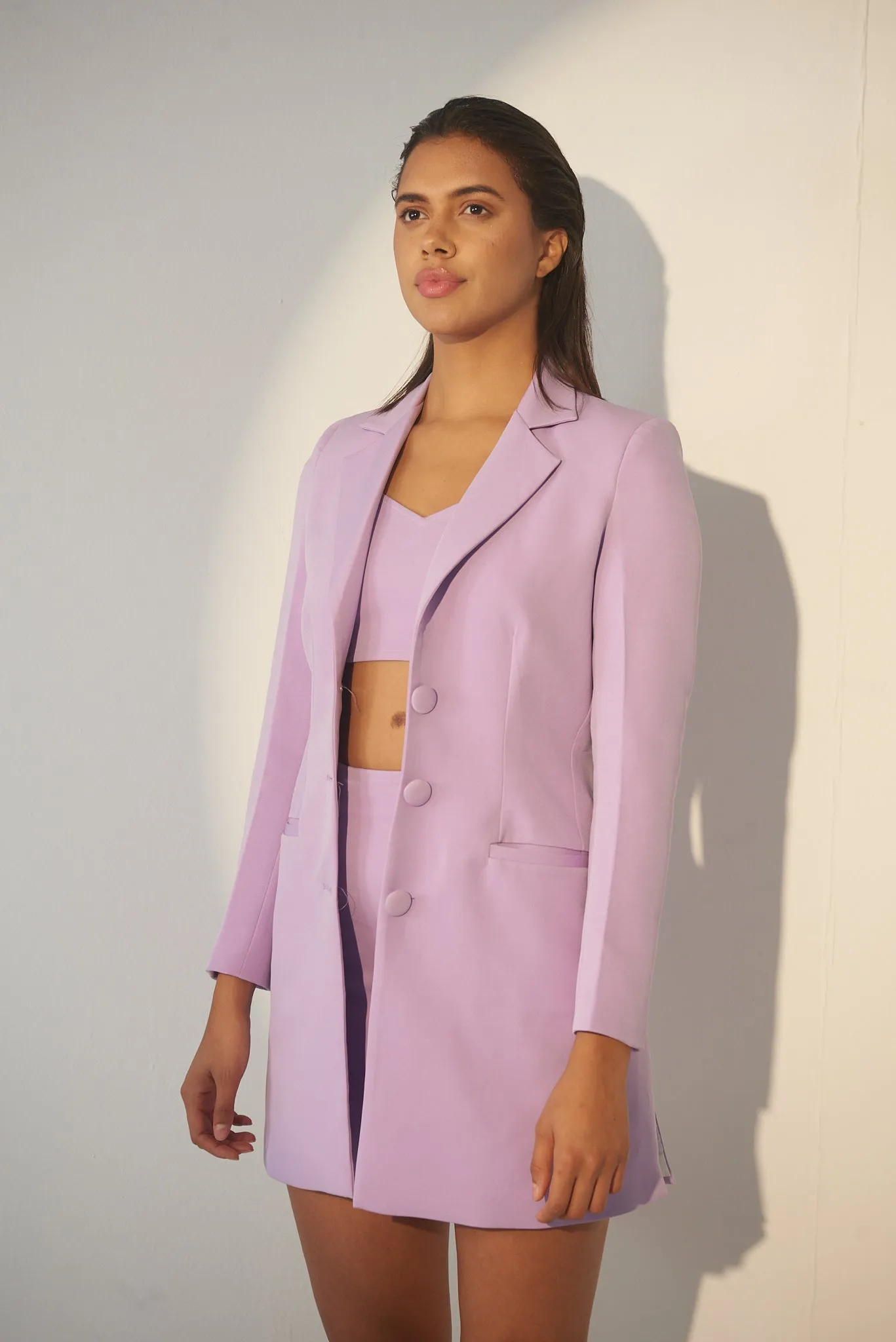 Classic Crepe Lavender Blazer and skirt Co-Ord