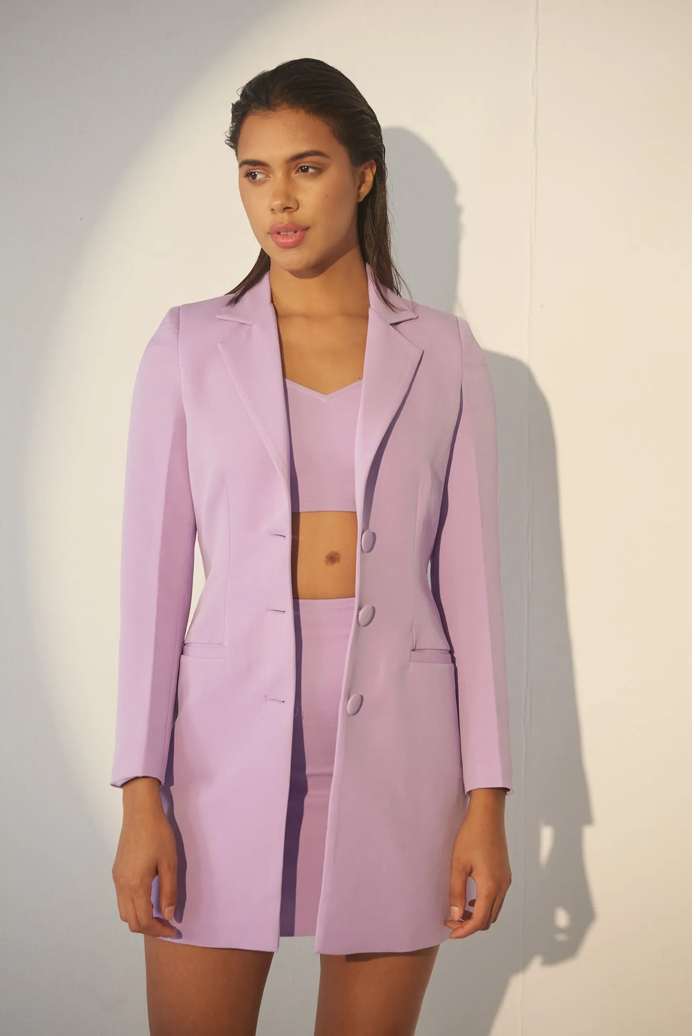 Classic Crepe Lavender Blazer and skirt Co-Ord