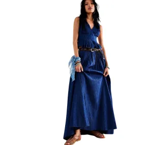 Clean Coastal Denim Maxi Skirt Set