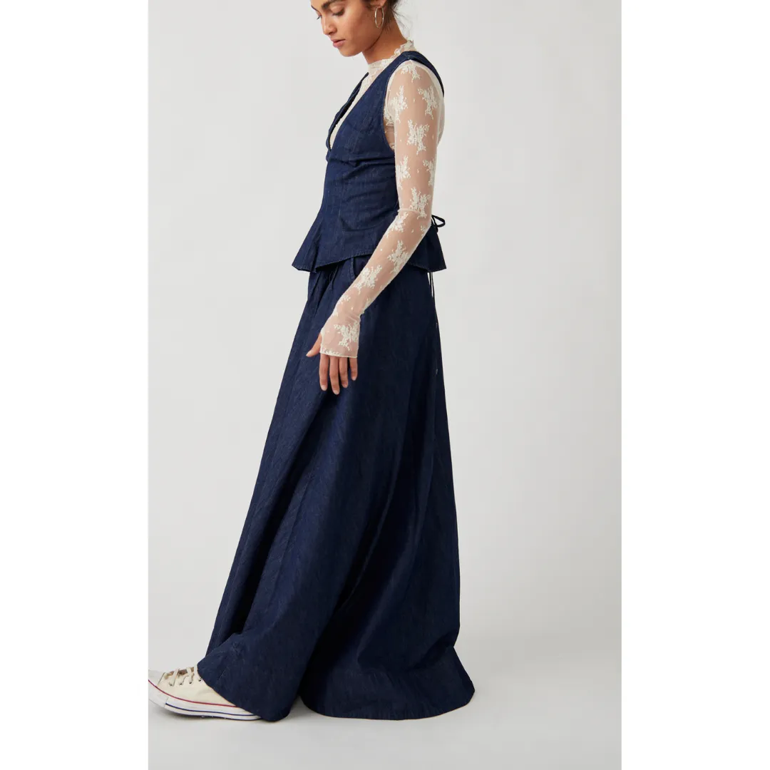 Clean Coastal Denim Maxi Skirt Set