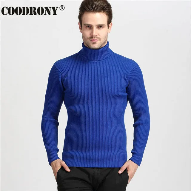 COODRONY Winter Thick Warm 100% Cashmere Sweater Men Turtleneck Brand Mens Sweaters Slim Fit Pullover Men Knitwear Double collar