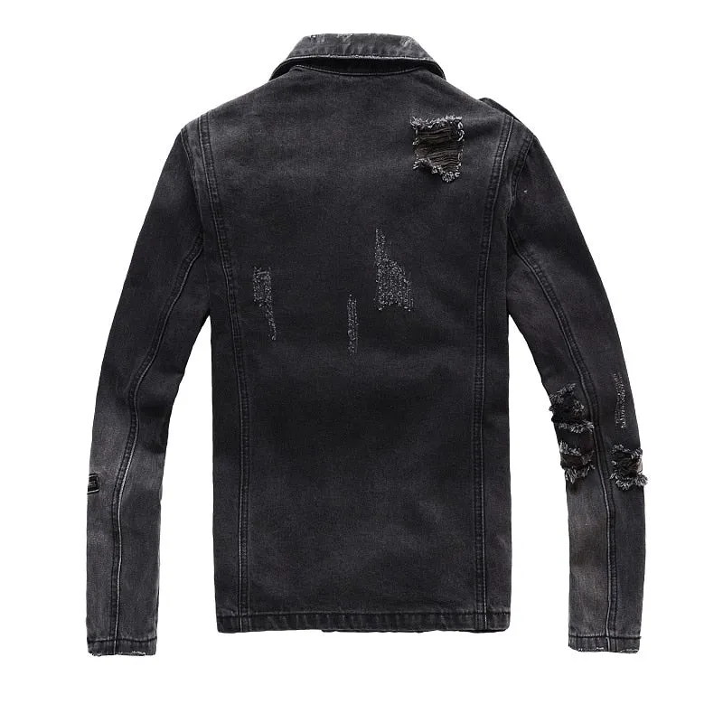 Cool Zippers Highlight Men Biker Denim Jacket