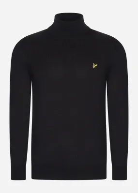 Cotton merino turtleneck jumper - jet black