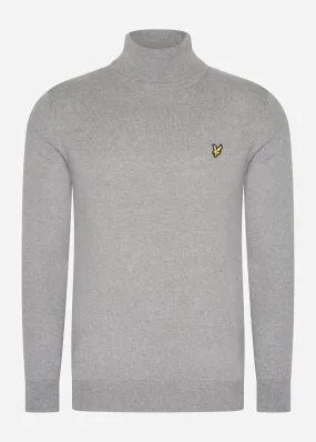 Cotton merino turtleneck jumper - mid grey marl