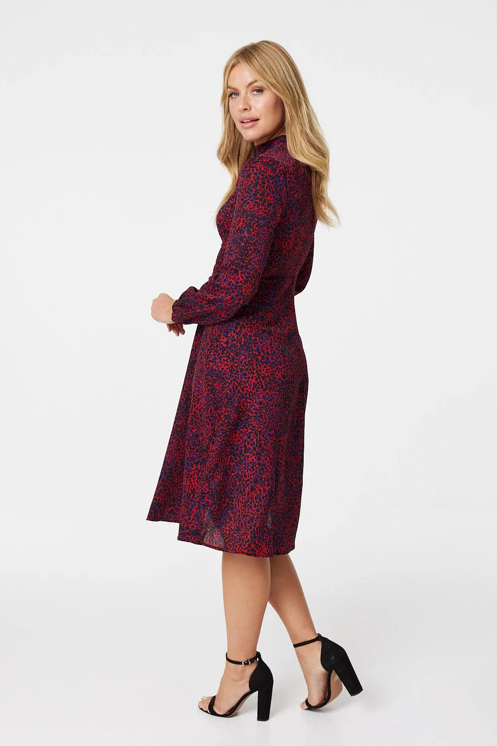 Crepe Turtle Neck Dress - RED