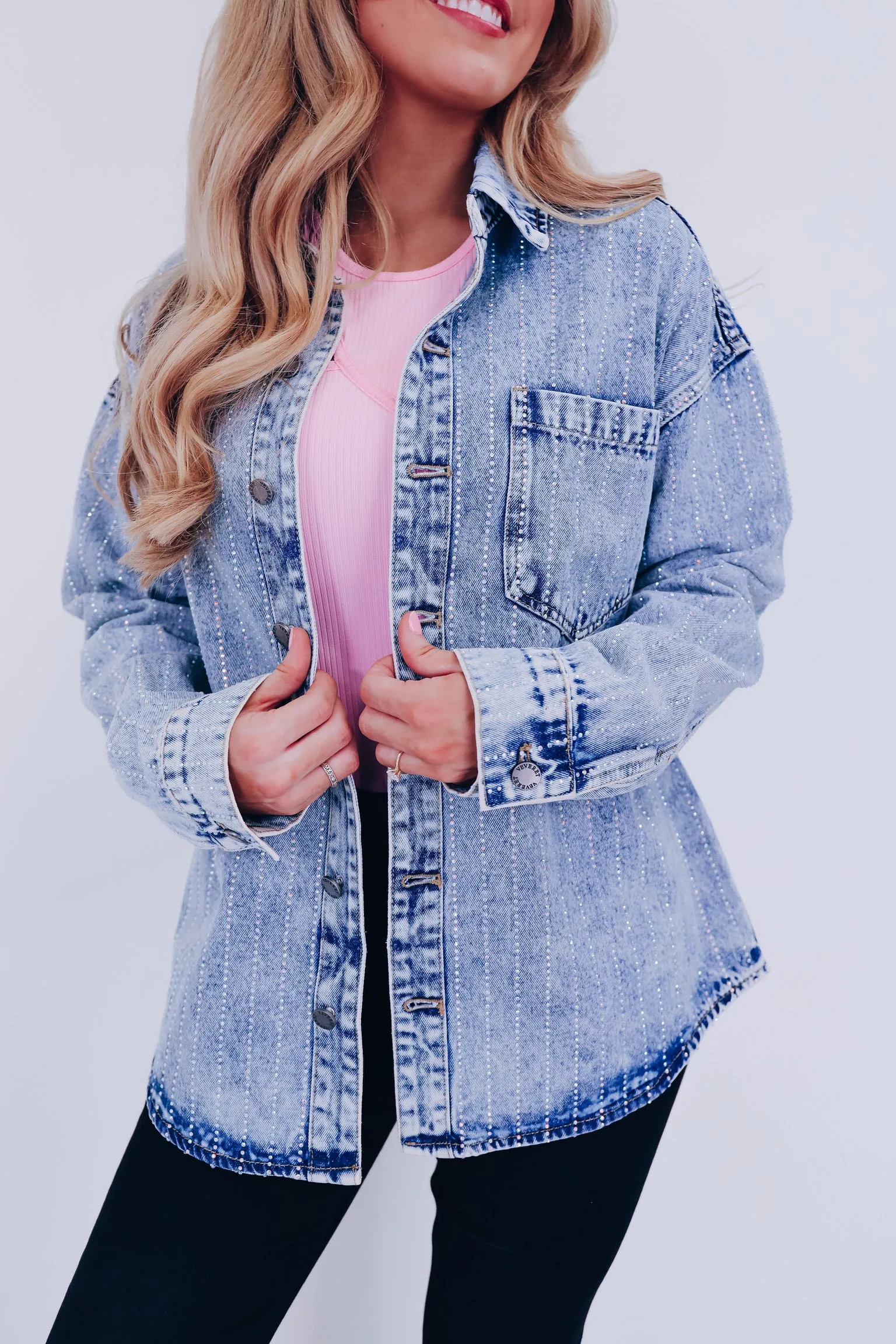 Crissy Adorned Acid Washed Shacket