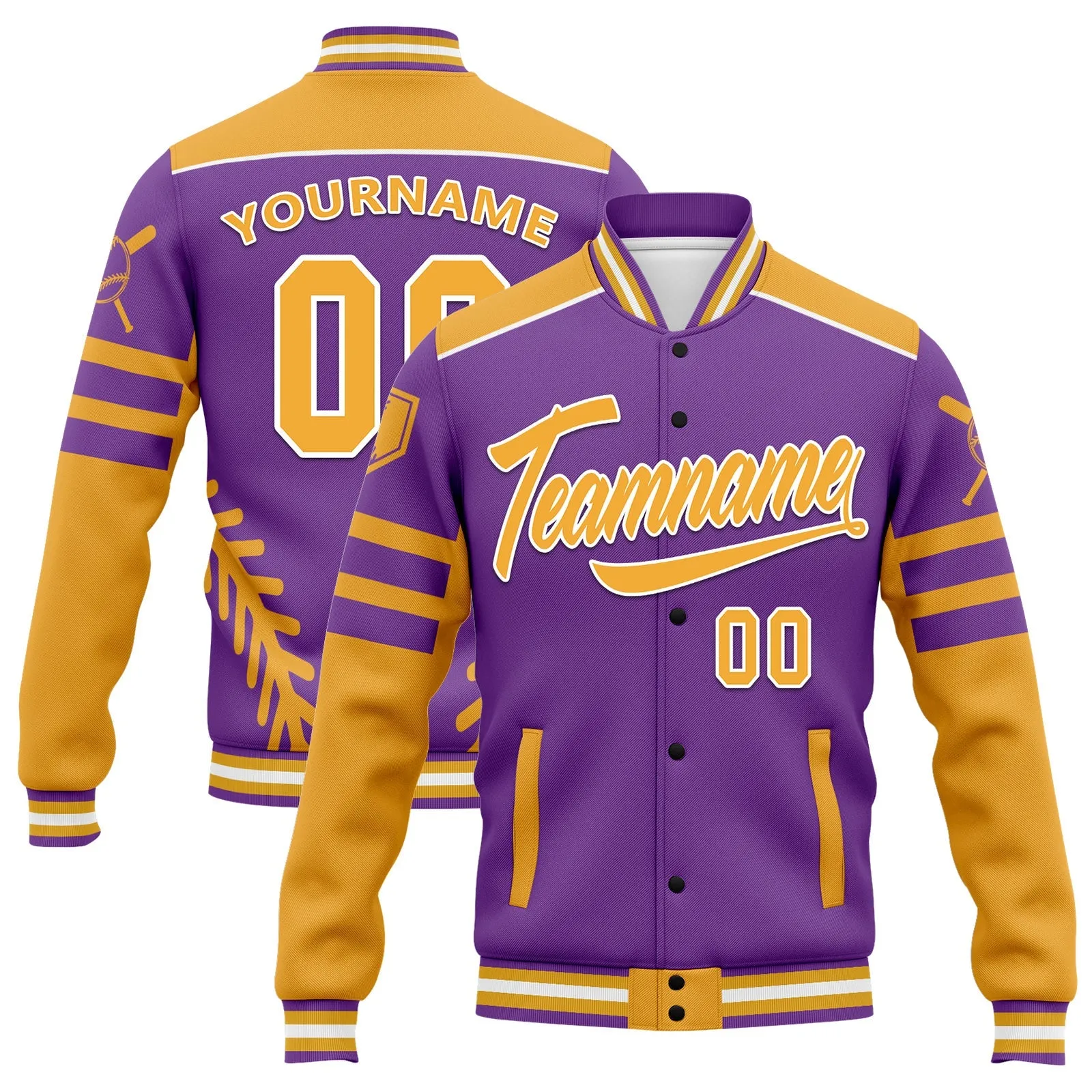 Custom Jacket Bomber Full-Snap Varsity Letterman Personalized Jacket FZ005-D023003-1