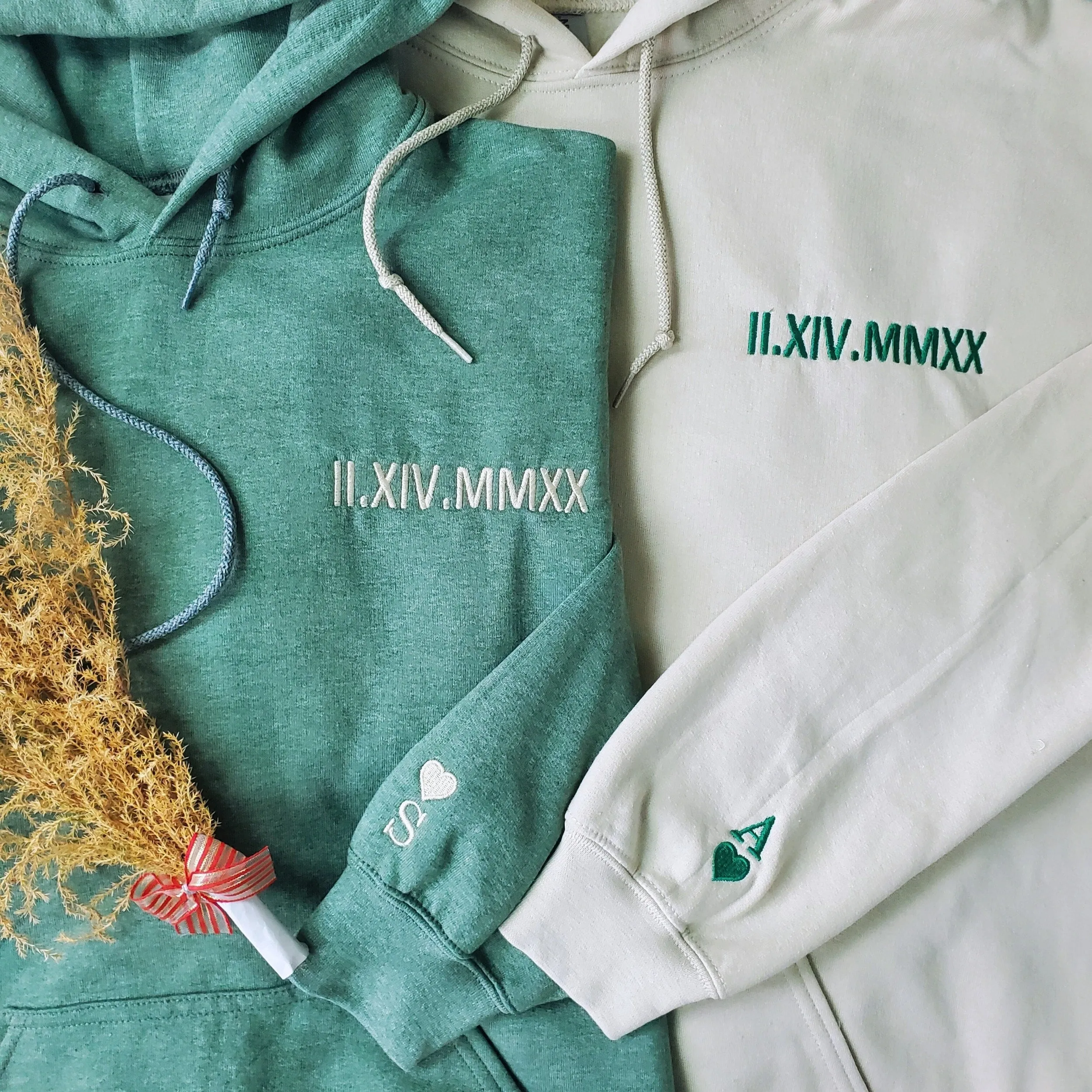 Custom Roman Numeral Date Sweatshirt or Hoodie - Embroidered