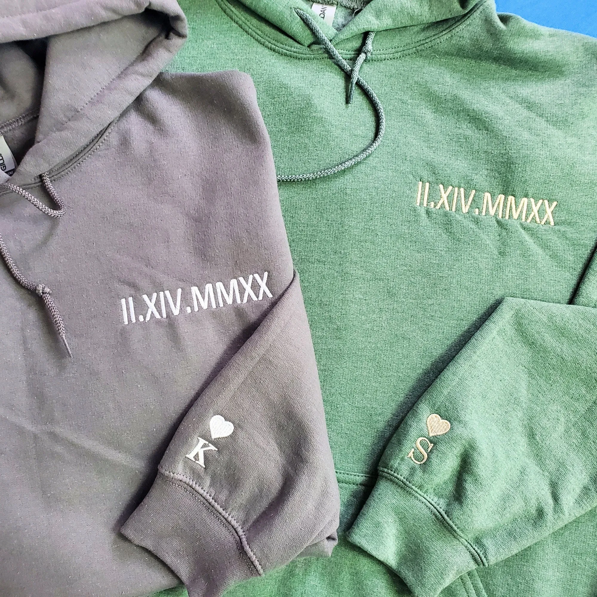 Custom Roman Numeral Date Sweatshirt or Hoodie - Embroidered