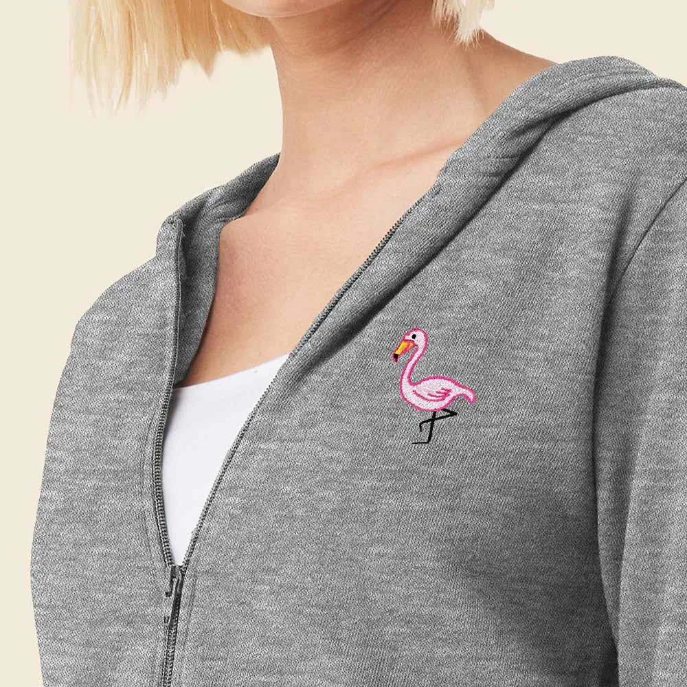 Dalix Flamingo Cropped Zip Hoodie