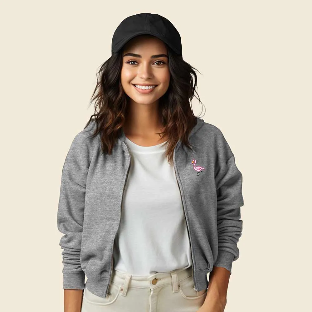 Dalix Flamingo Cropped Zip Hoodie