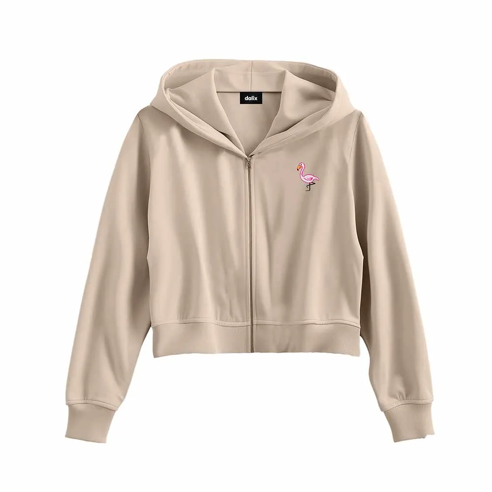 Dalix Flamingo Cropped Zip Hoodie