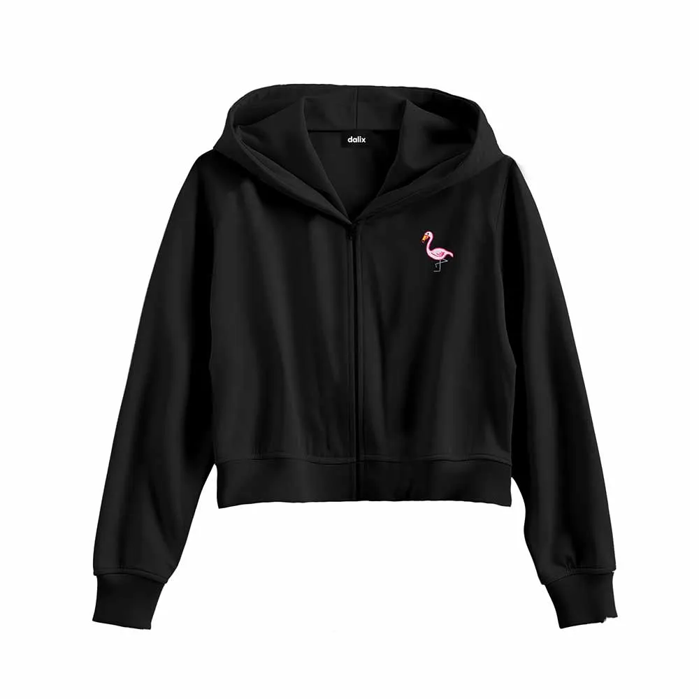 Dalix Flamingo Cropped Zip Hoodie