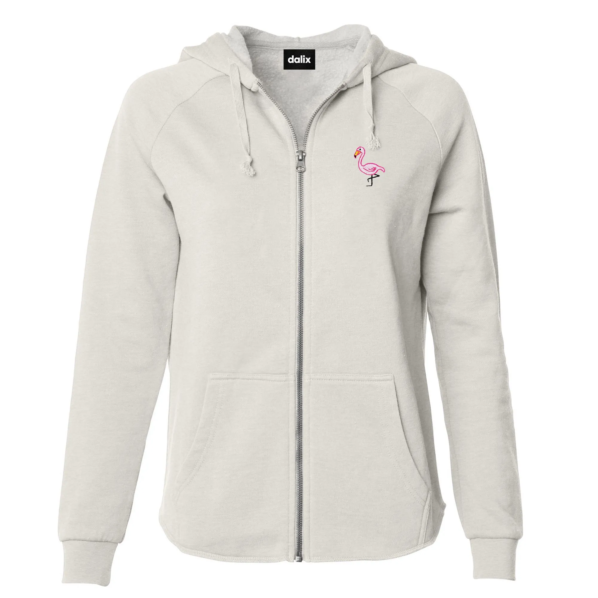 Dalix Flamingo Washed Zip Hoodie