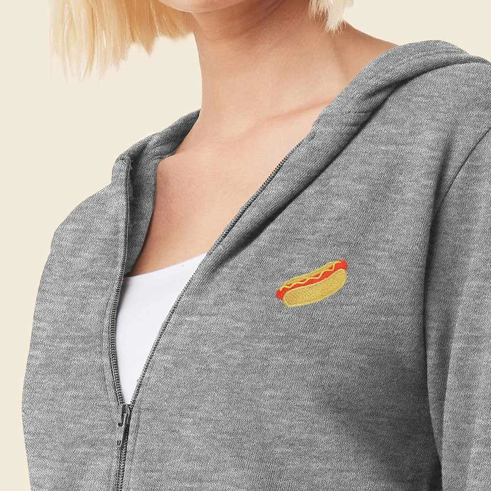 Dalix Hot Dog Cropped Zip Hoodie