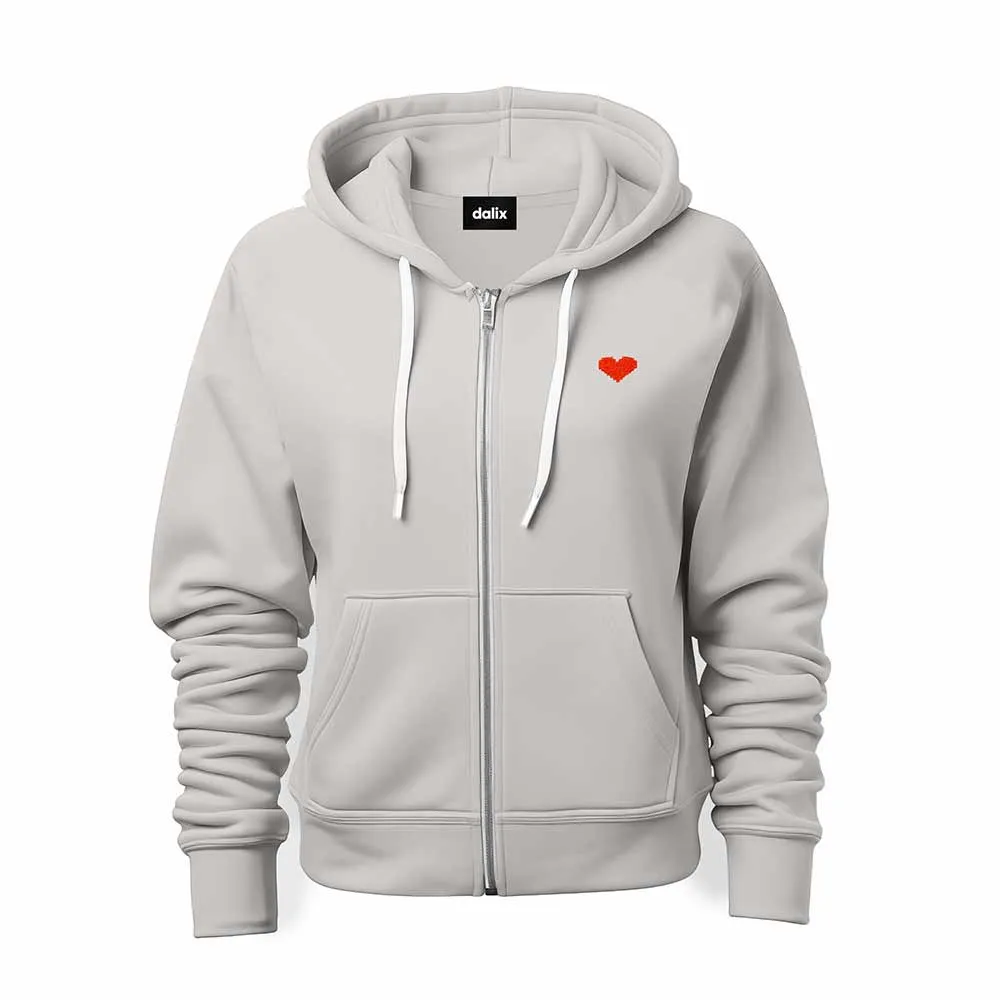 Dalix Pixel Heart Zip Hoodie