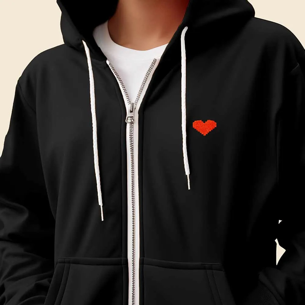 Dalix Pixel Heart Zip Hoodie