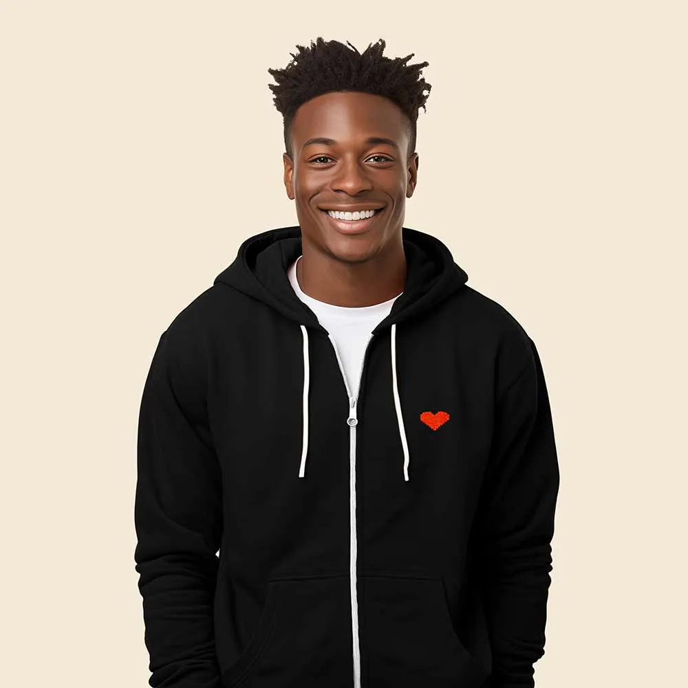 Dalix Pixel Heart Zip Hoodie