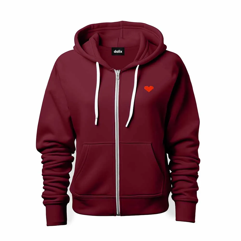 Dalix Pixel Heart Zip Hoodie