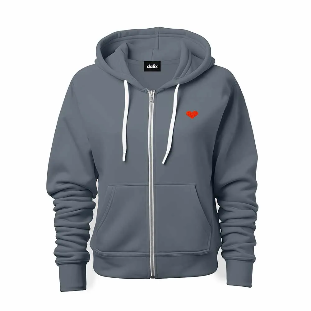 Dalix Pixel Heart Zip Hoodie