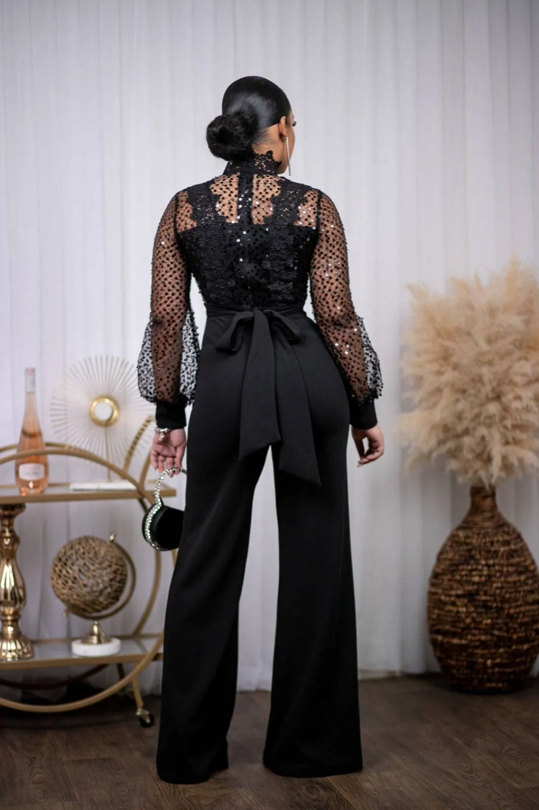 Deena Lace Jumpsuit (Black)