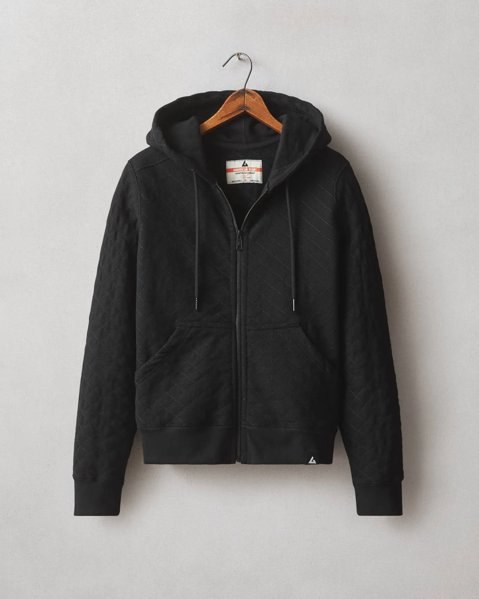 Diamond Stitch Relaxed Classic Full Zip - Black