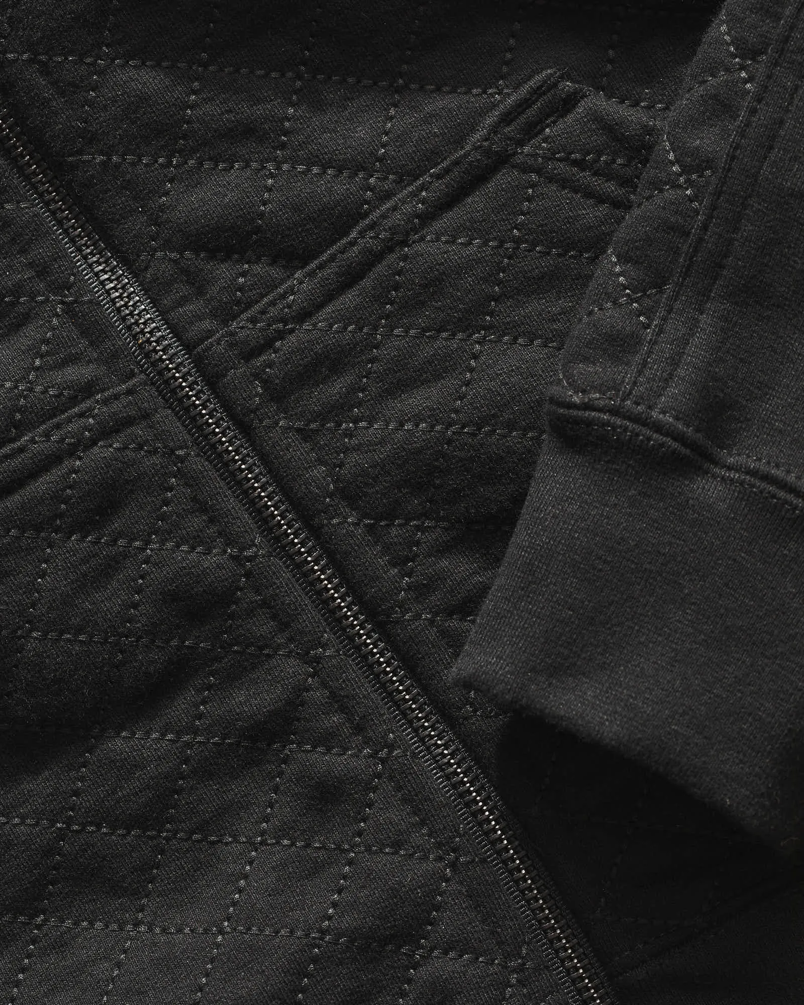 Diamond Stitch Relaxed Classic Full Zip - Black