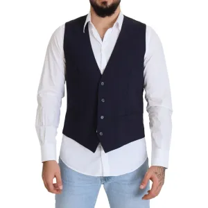 Dolce & Gabbana Elegant Dark Blue Formal Dress Vest