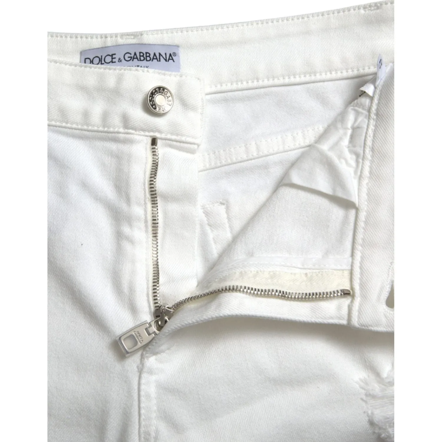 Dolce & Gabbana Elegant White Mid-Waist Denim Cropped Jeans