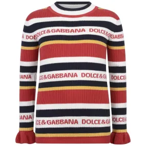 Dolce & Gabbana Girls Striped Turtleneck Sweater