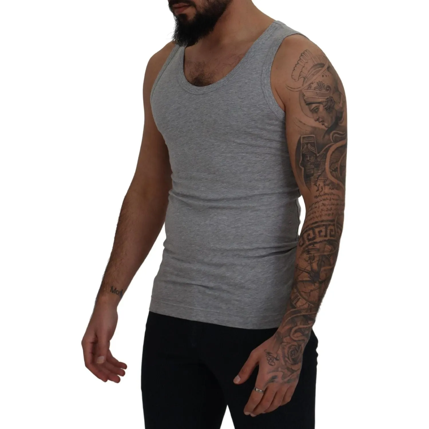 Dolce & Gabbana Sleek Sleeveless Grey Cotton Tank Top