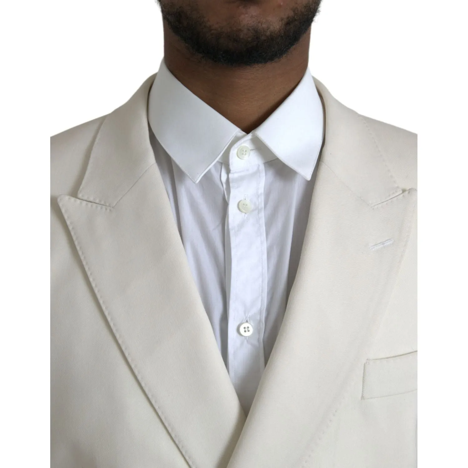 Dolce & Gabbana White Wool MARTINI Double Breasted Blazer