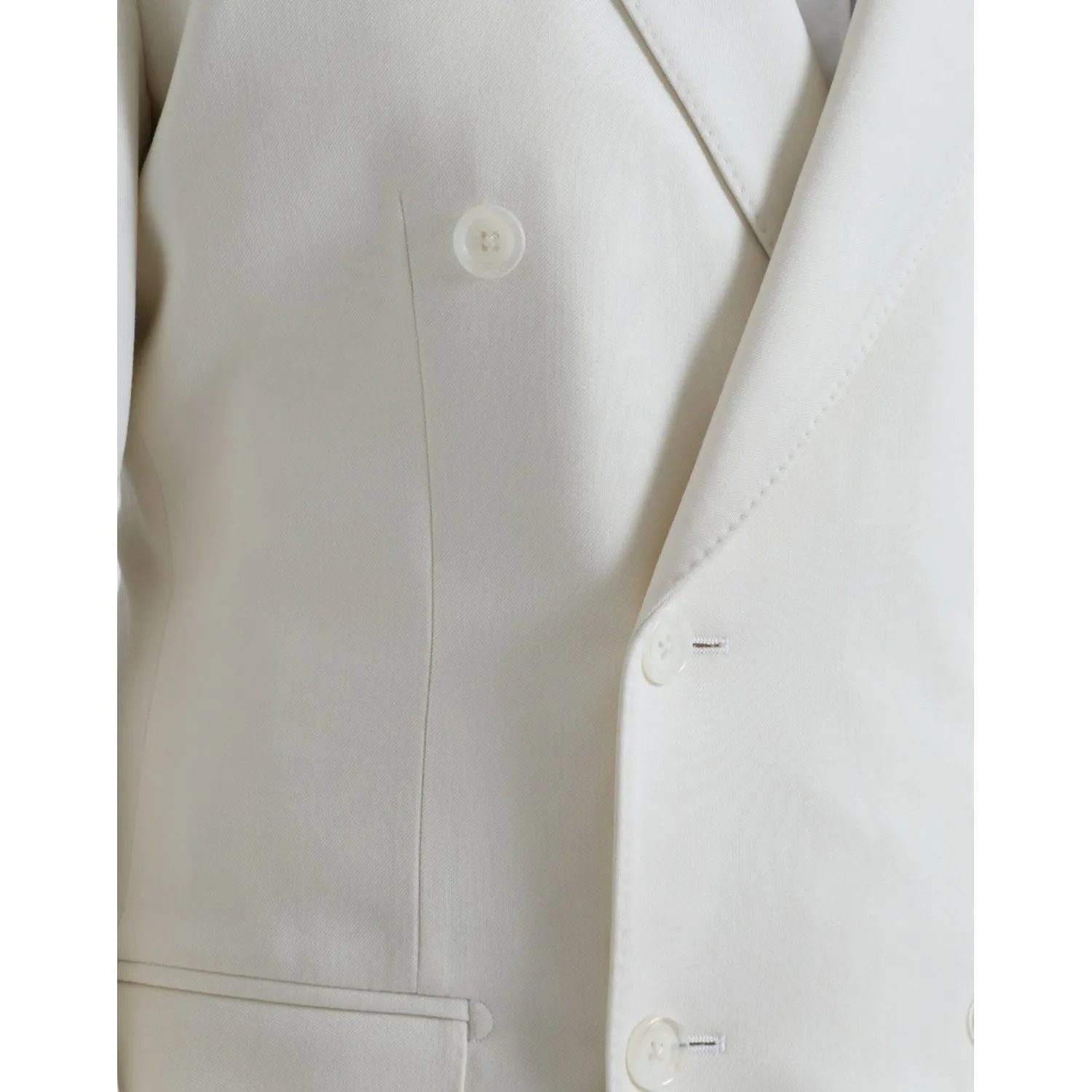 Dolce & Gabbana White Wool MARTINI Double Breasted Blazer